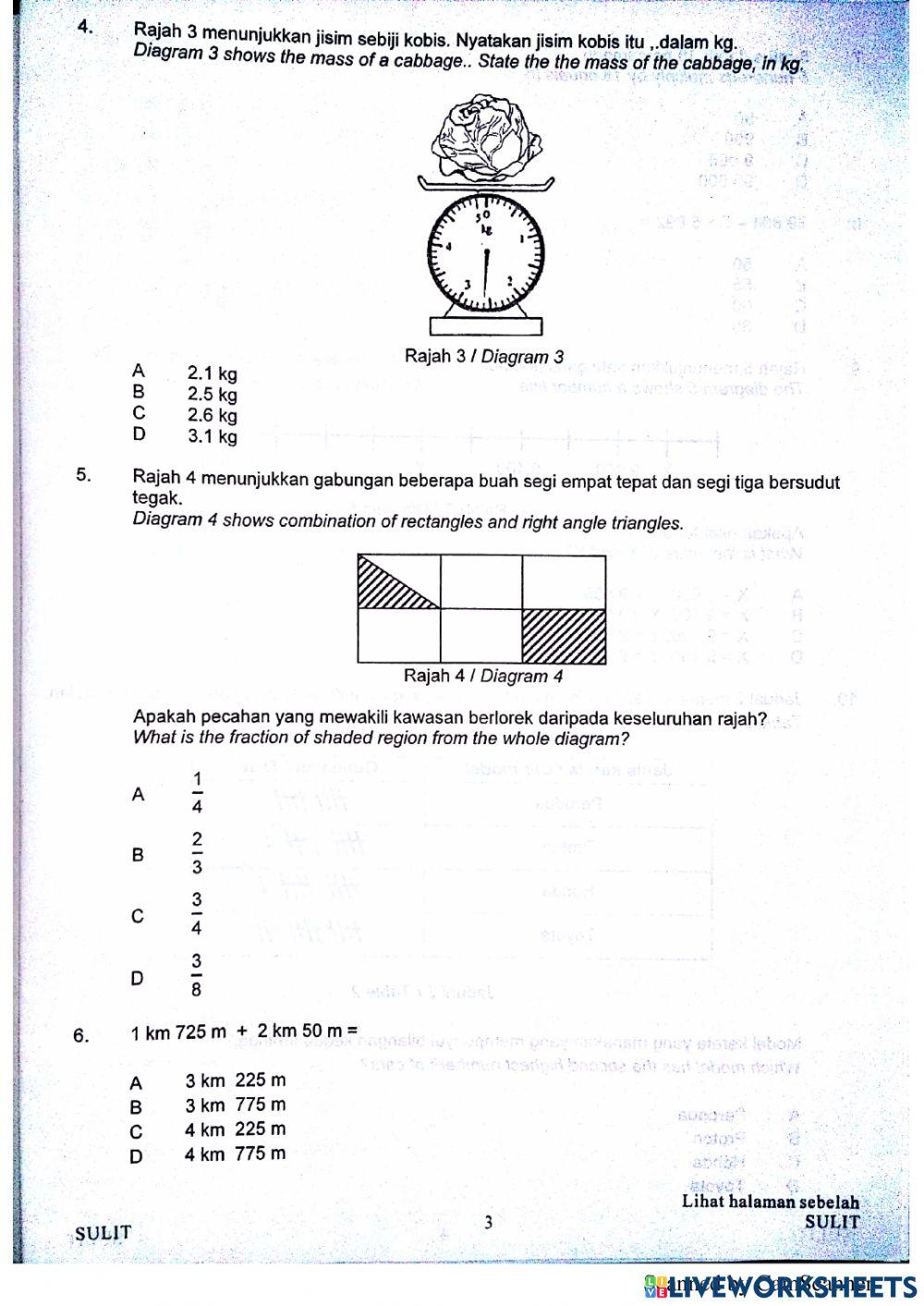 Soalan percubaan matematik kertas 1