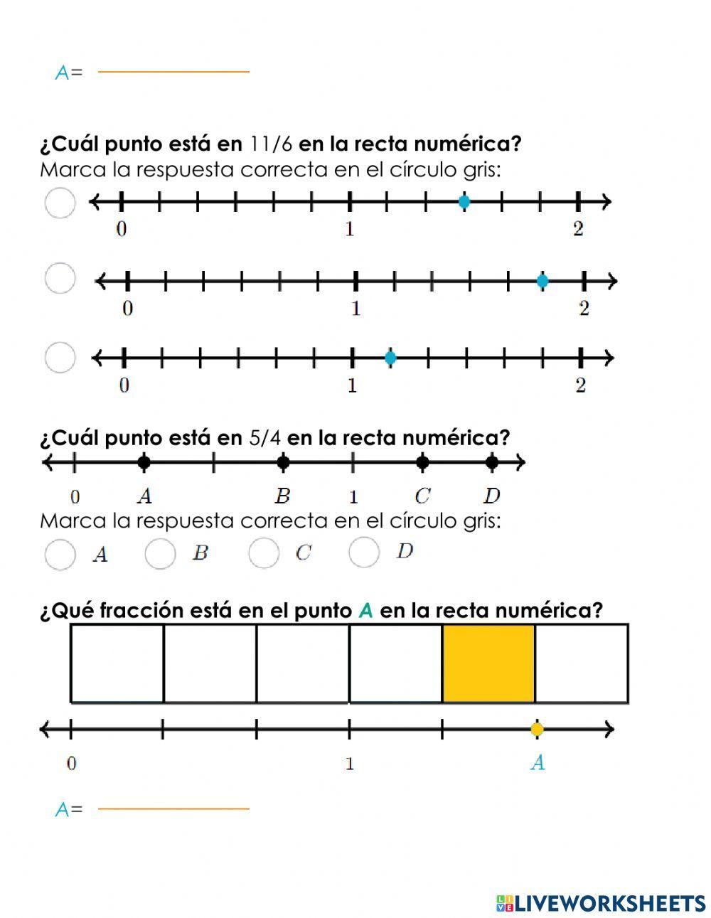 EJERCICIOS COMPARA y RECTA FRACCIONES