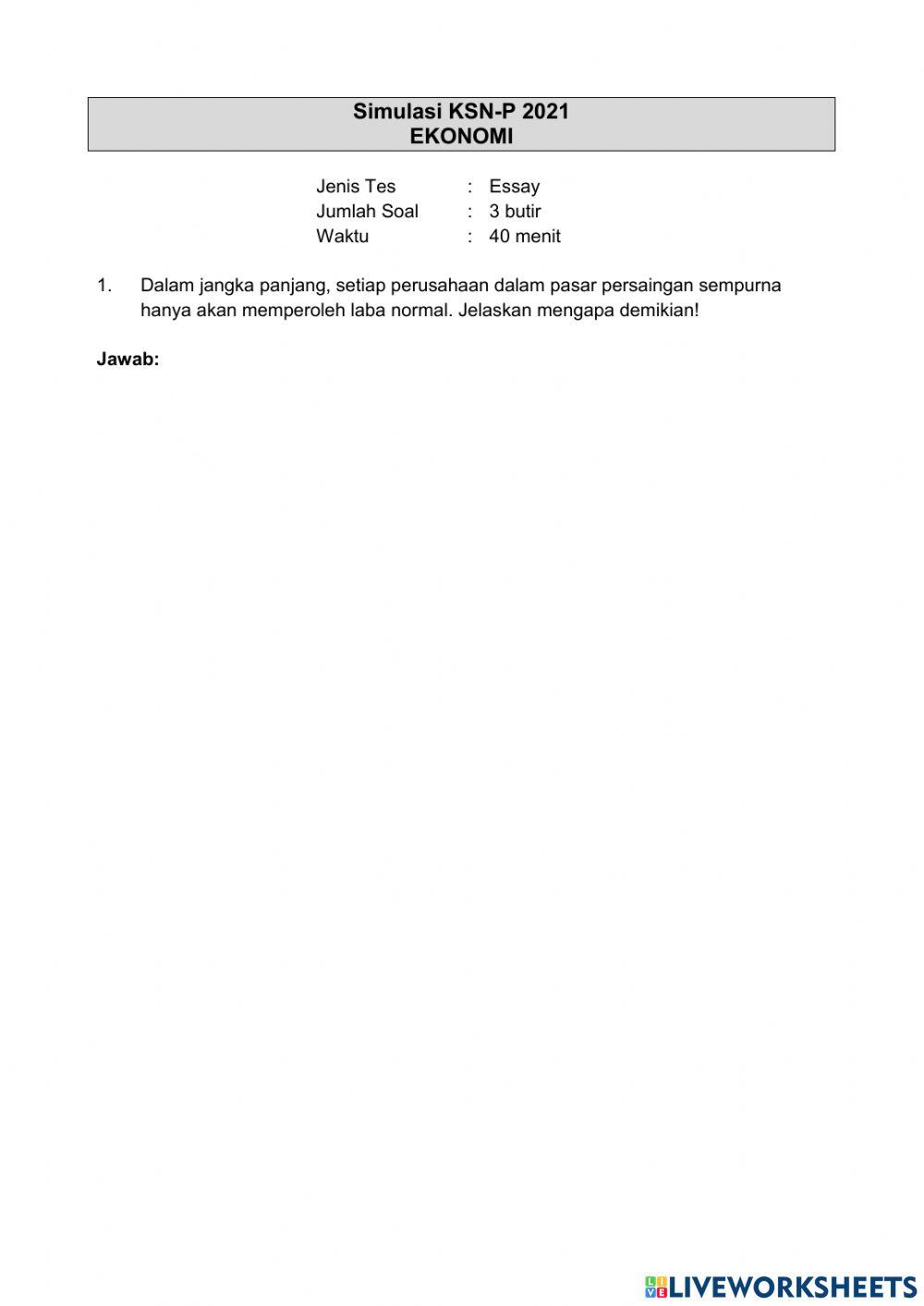 Latihan ekonomi essay