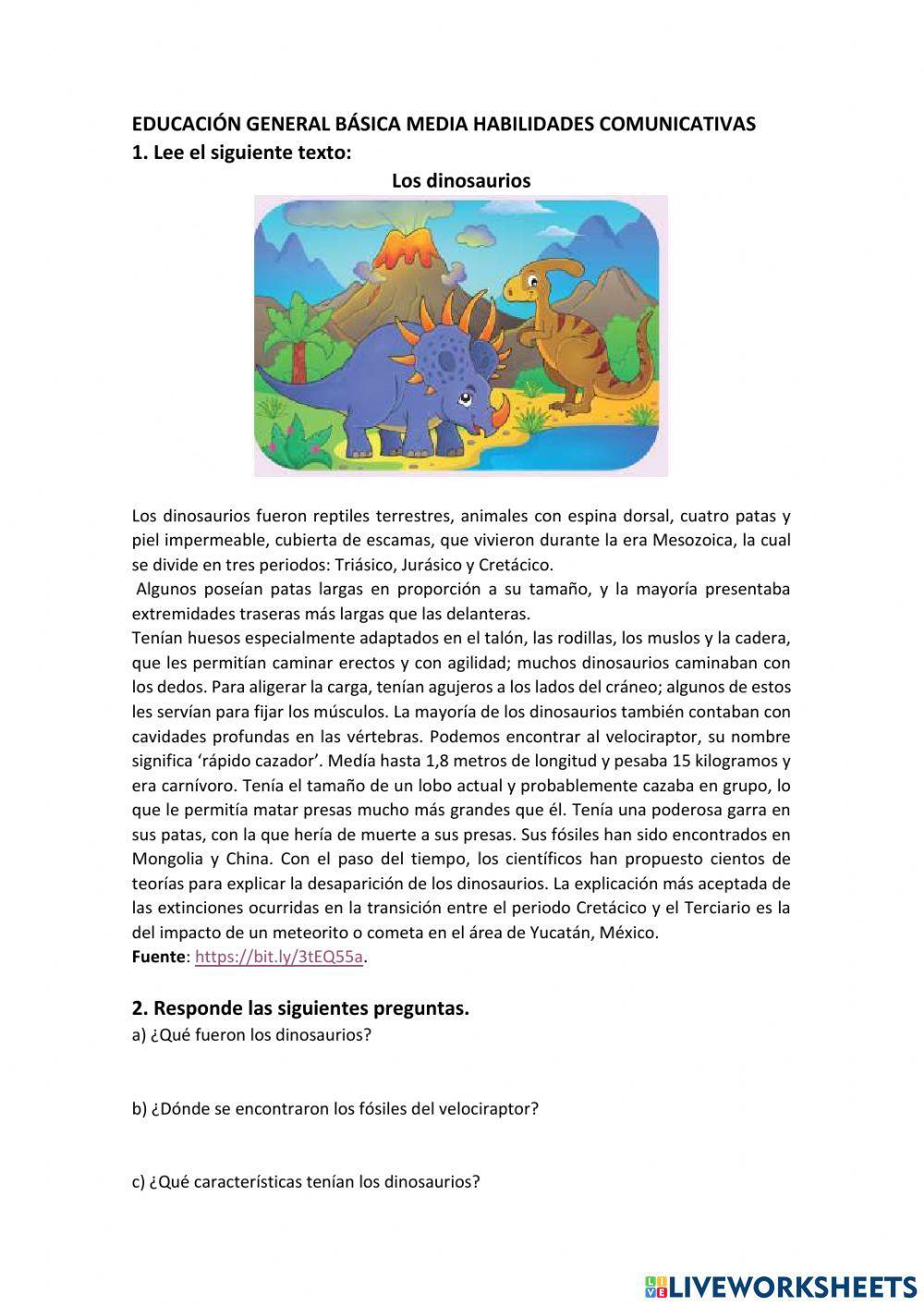 Lectura los dinosaurios