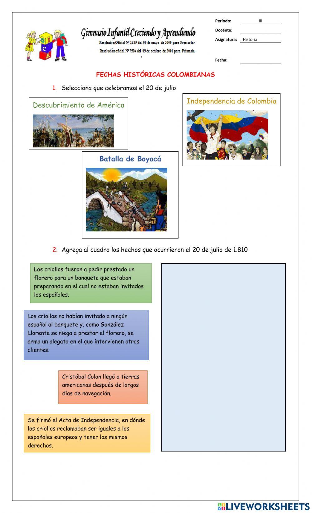 Fechas históricas colombianas
