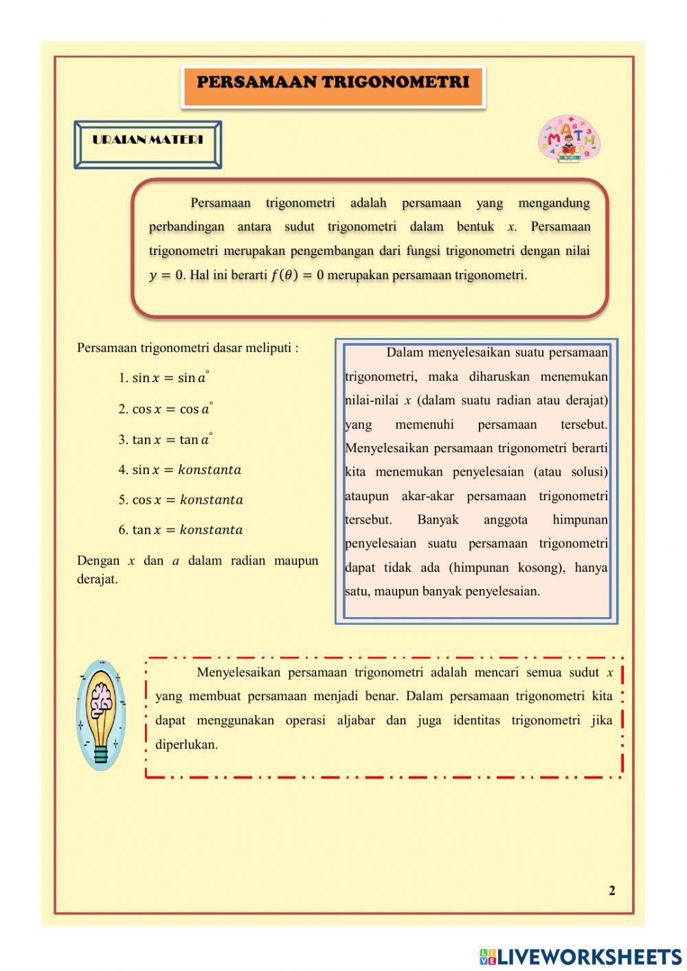 Persamaan Trigonometri LKPD 1