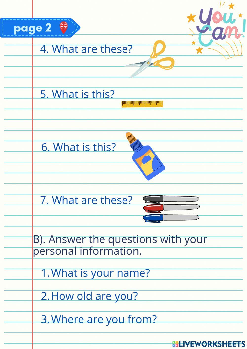 Evaluación diagnostica Basic English for beginners