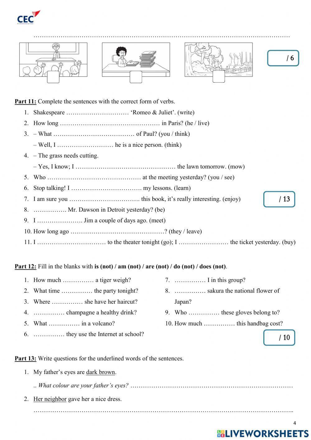 Discover 3 - Grammar Test Unit 9-10
