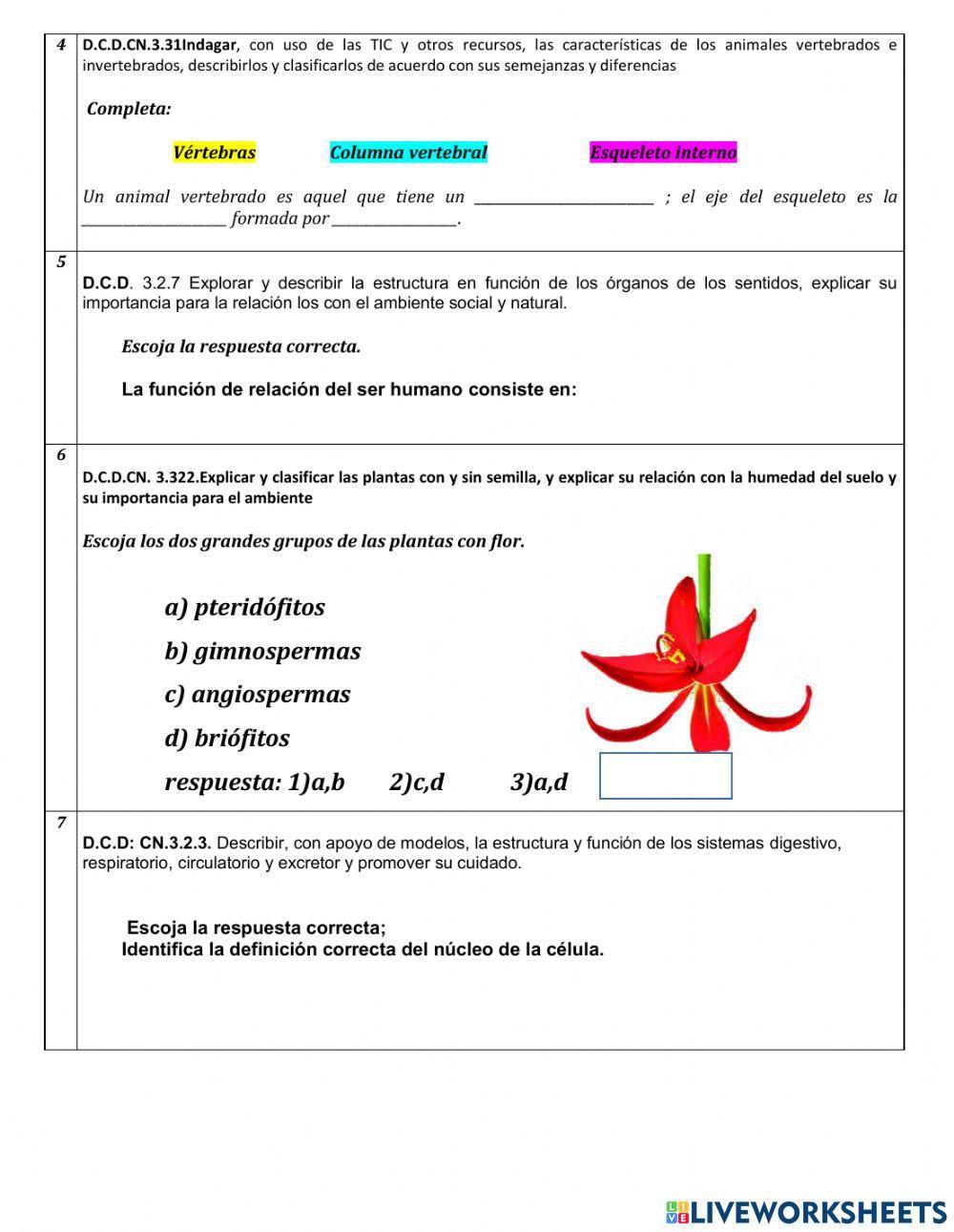 Prueba de diagnostico Ciencias Naturales