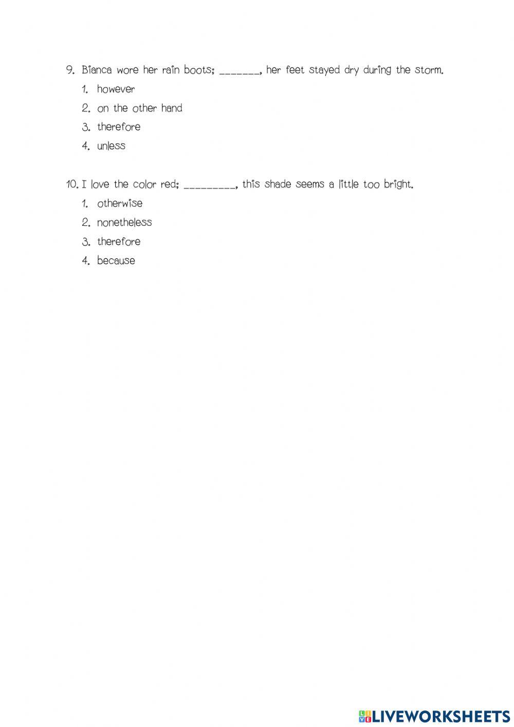 Test conjunctions and connectors m.5-6
