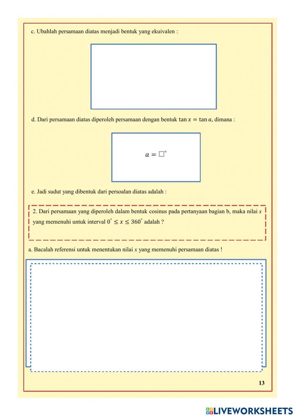 Persamaan Trigonometri lanjutan LKPD 1