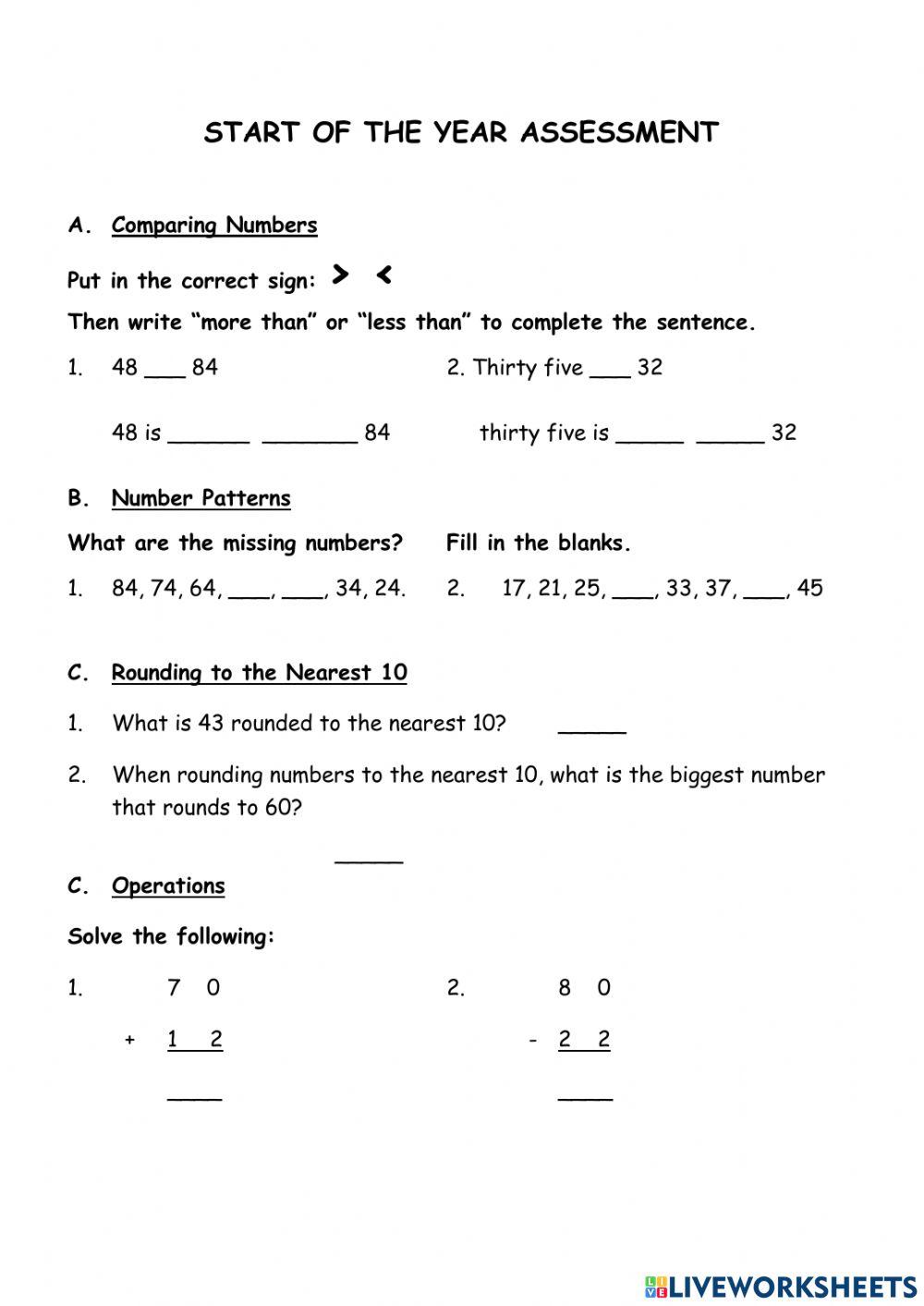 Math Review free worksheet | Live Worksheets