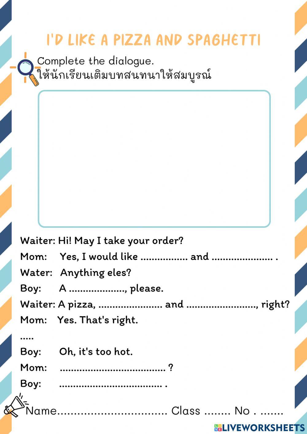 I'd like a pizza and spaghetti