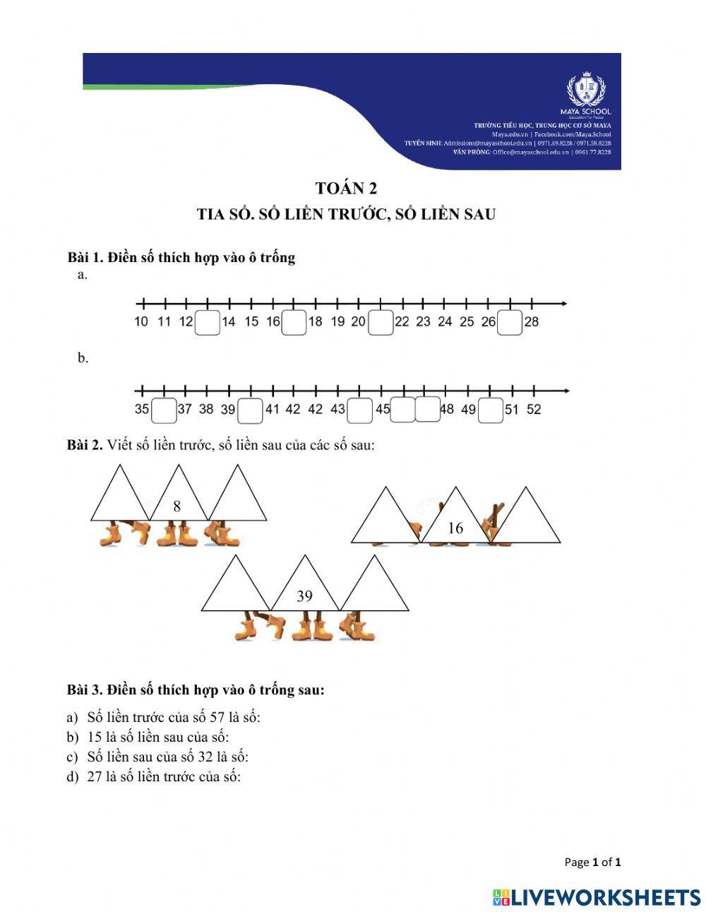 10-09-2021 - Tia số. Số liền trước, số liền sau