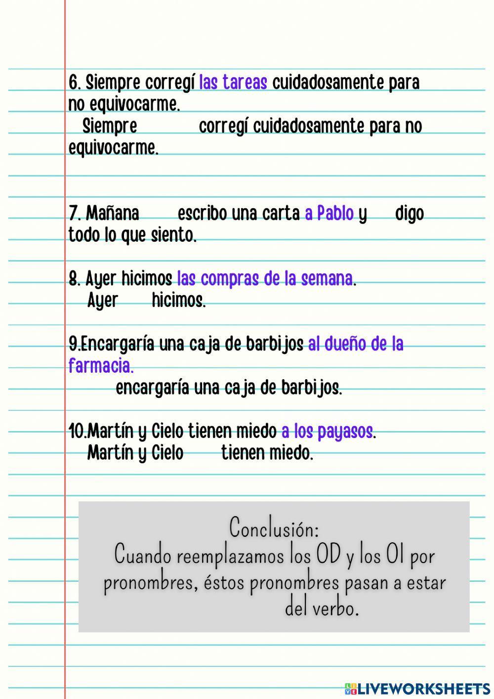 OD y OI: sustitución por pronombres