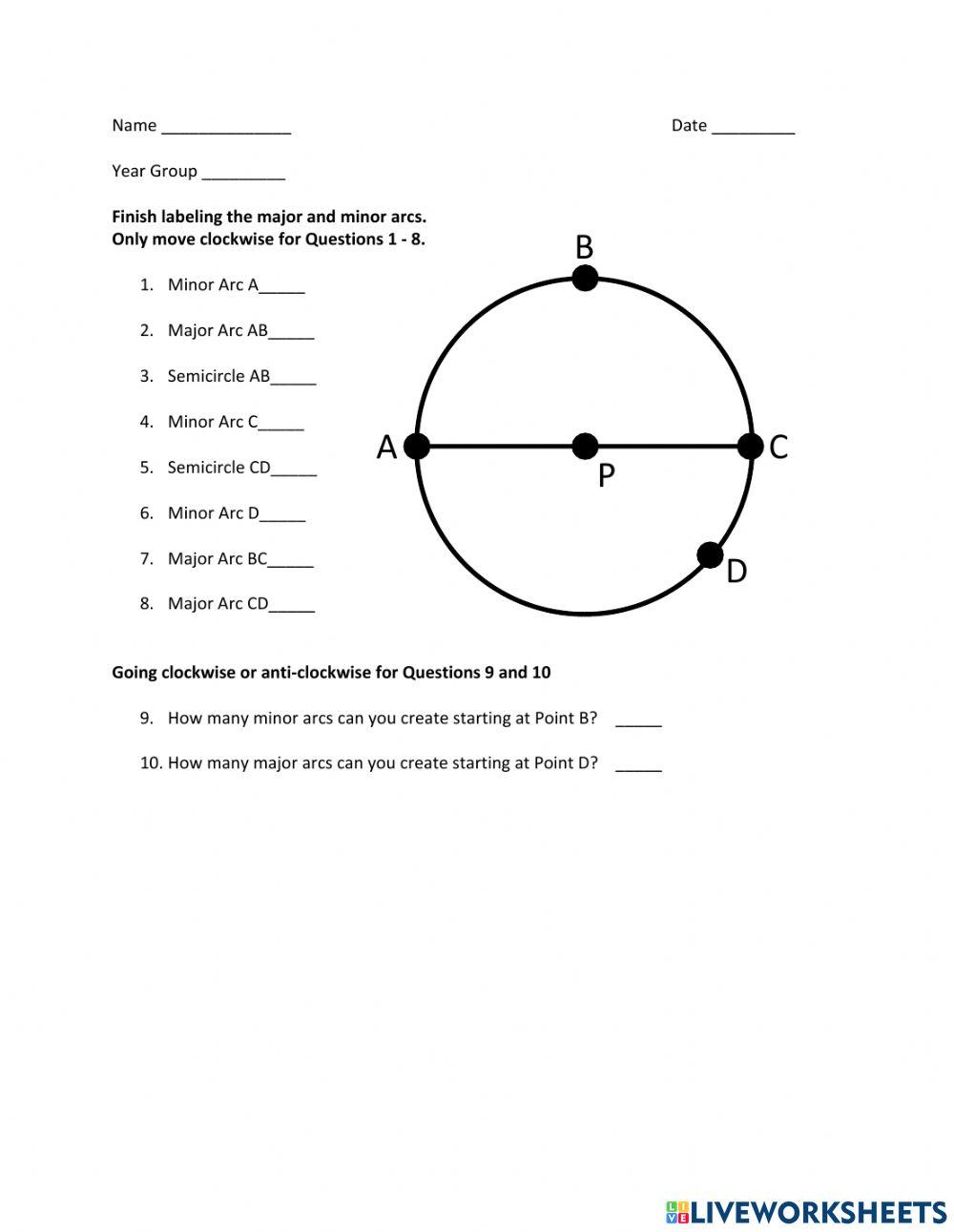 Circles - Major Arcs vs Minor Arcs