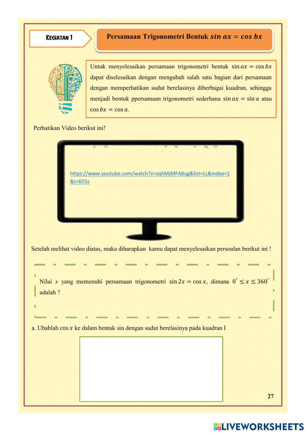Persamaan Trigonometri LKPD 4