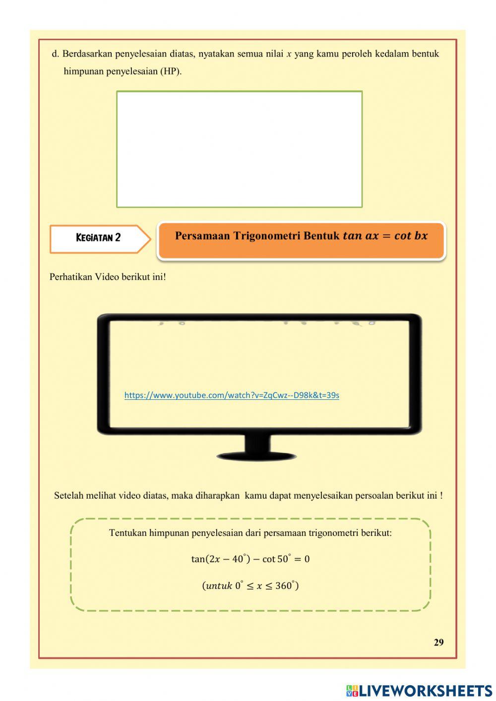 Persamaan Trigonometri LKPD 4