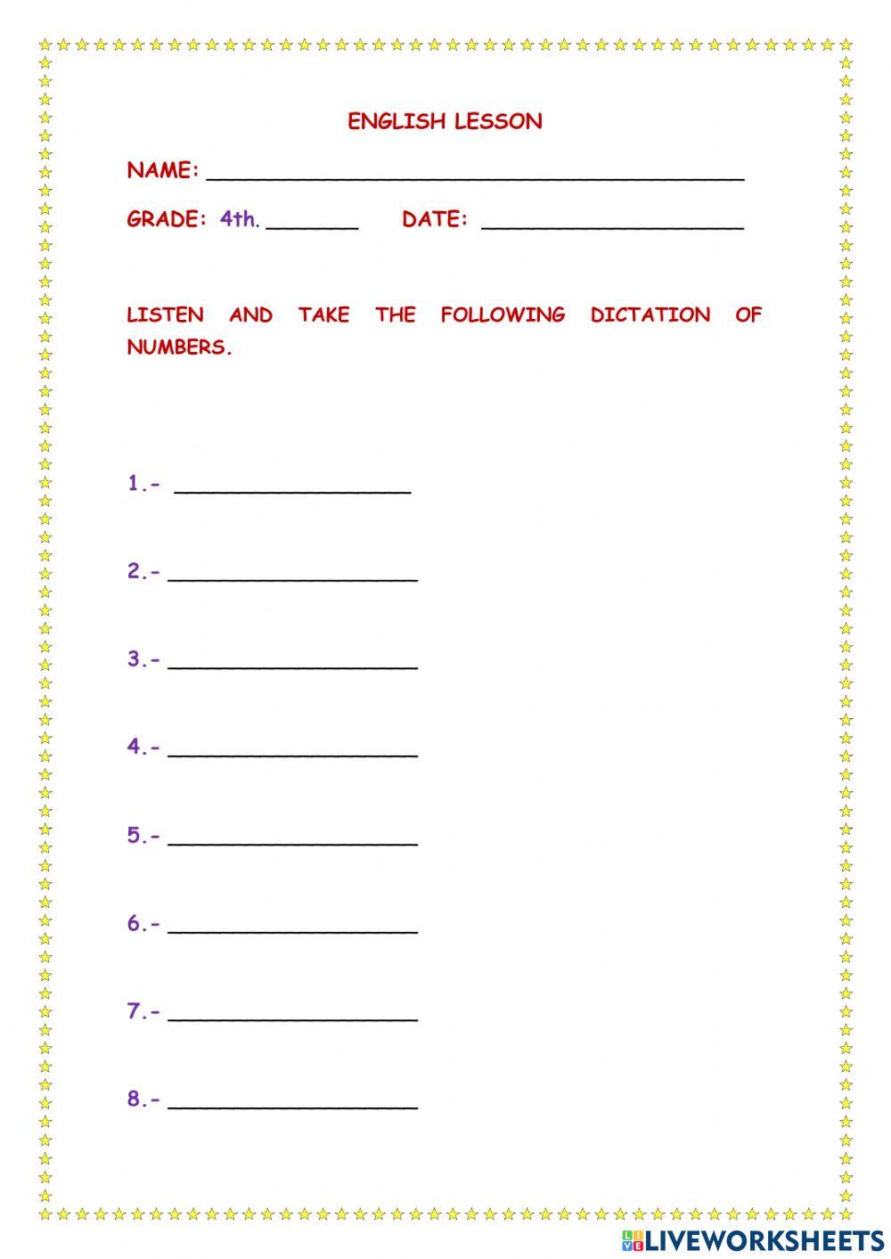 Numbers from 1 to 100