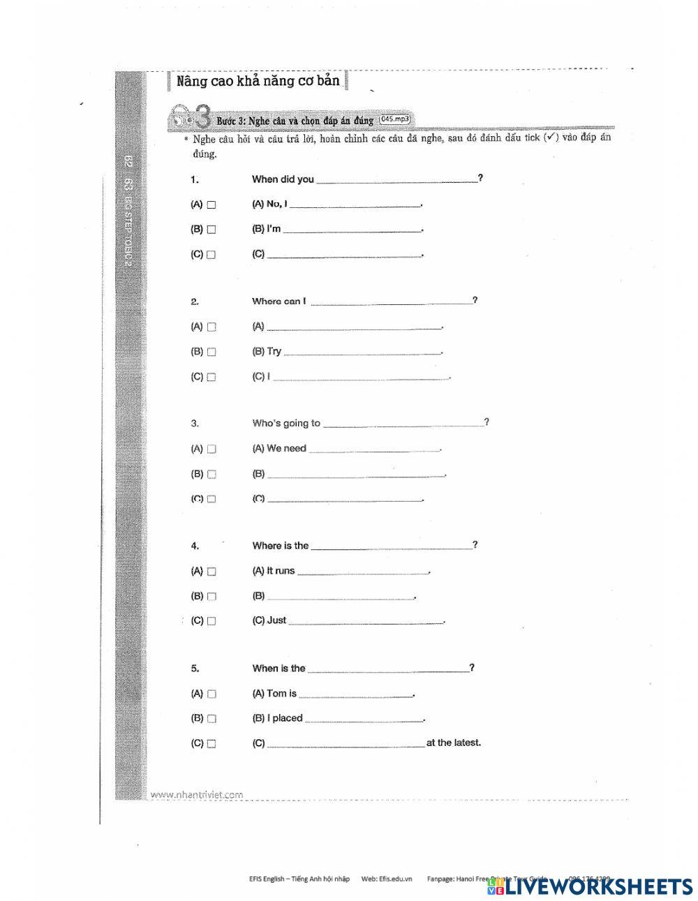 TOEIC 2 listening homework