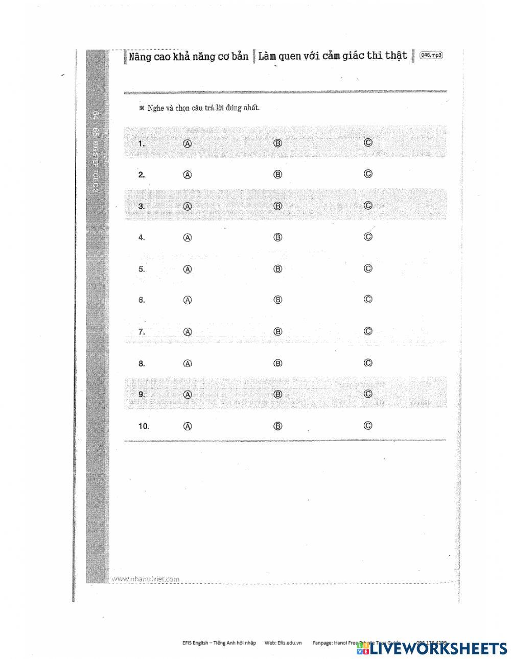 TOEIC 2 listening homework