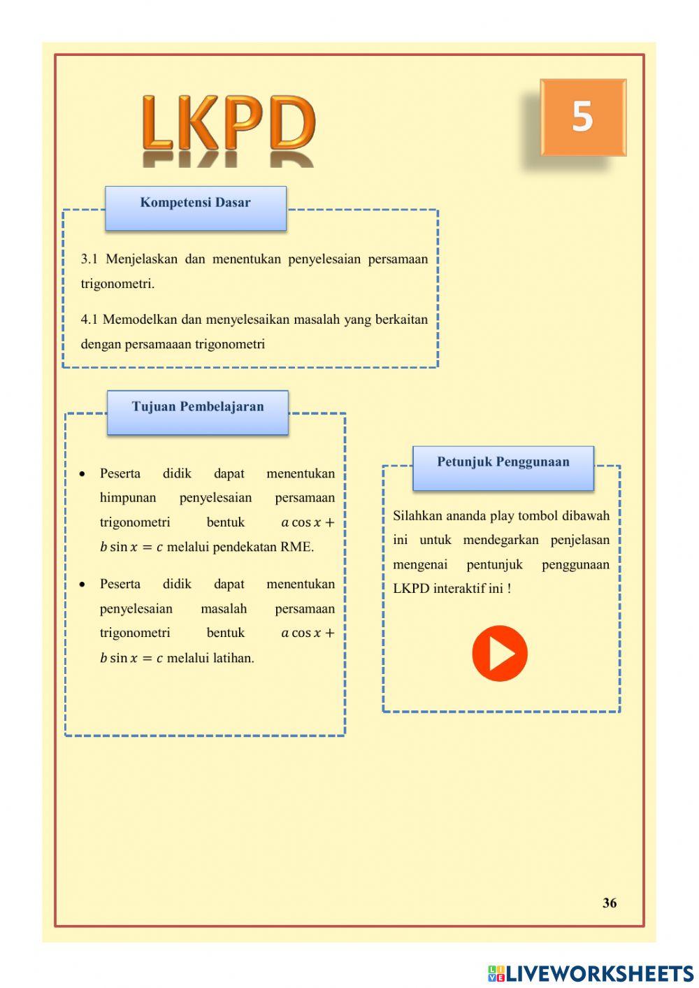 Persamaan Trigonometri LKPD 5