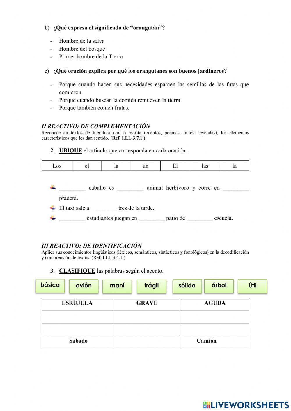Evaluacion de Diagnostico Lengua y Literatura
