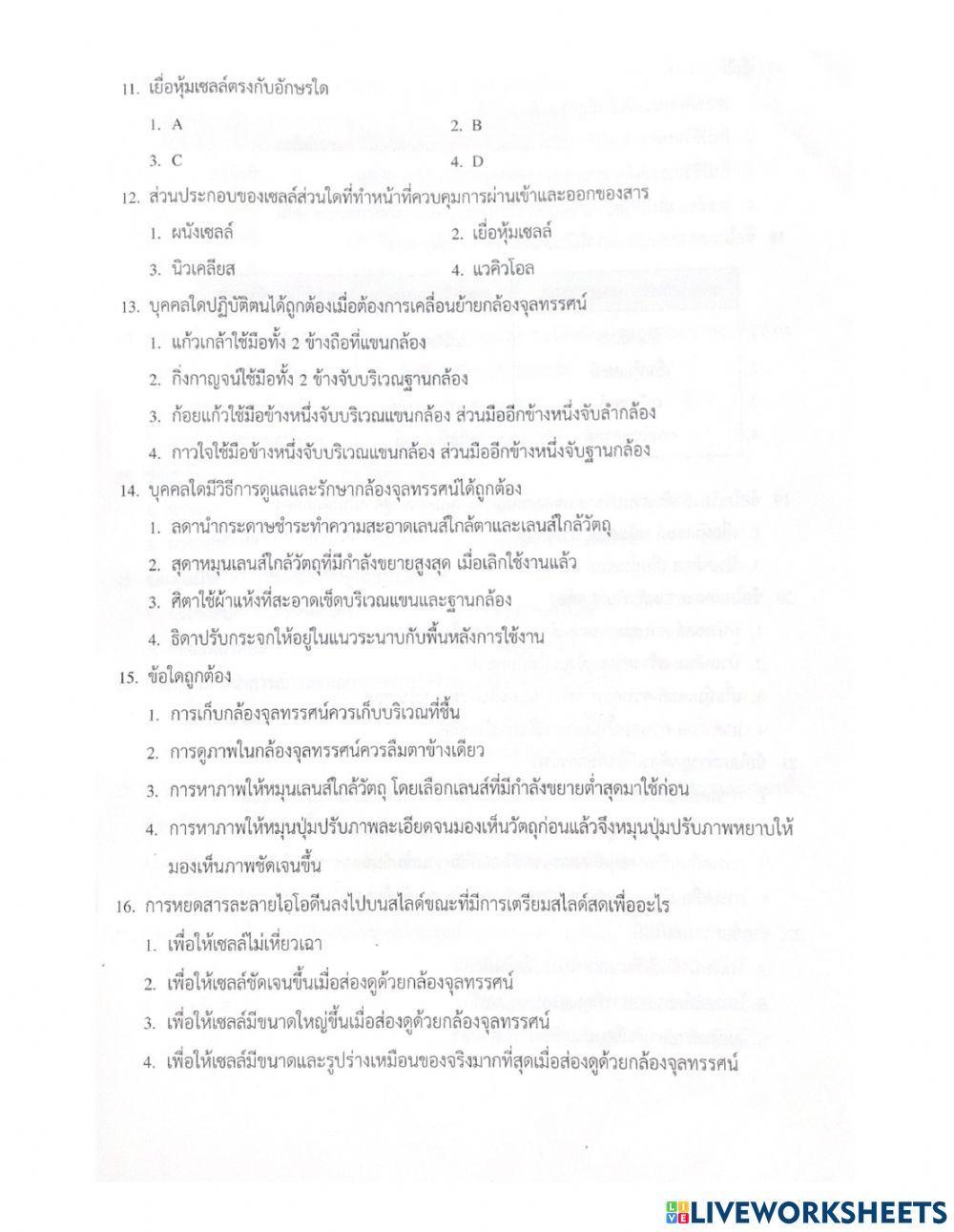 แบบทดสอบหน่วยสิ่งมีชีวิต