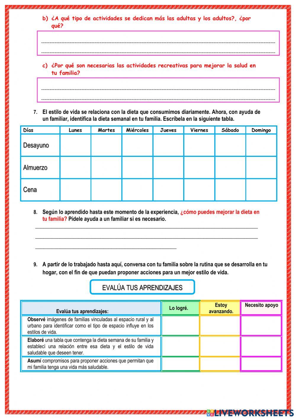 Mi estilo de vida según el lugar donde vivo.