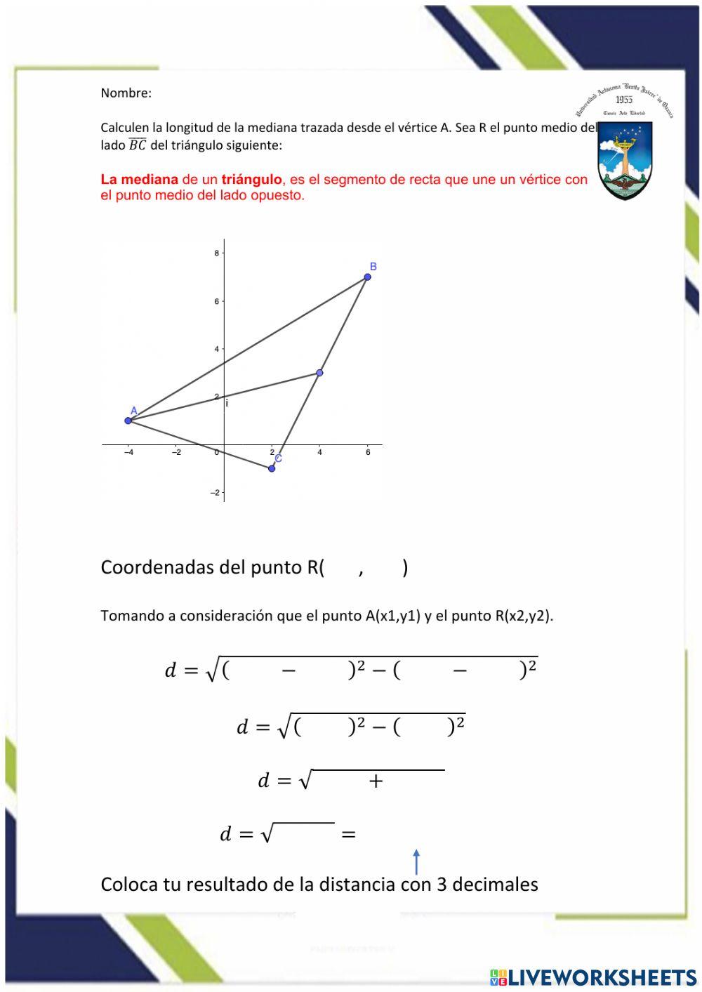 Punto medio y distancia entre dos puntos