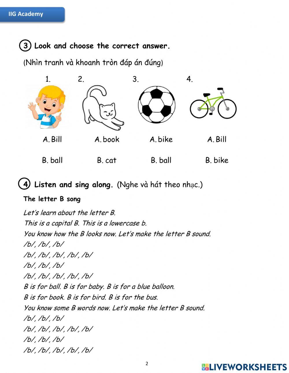 IIG Grade 1-Worksheet 1