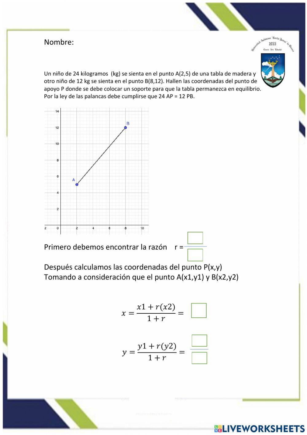 Localización de un punto dada una razón