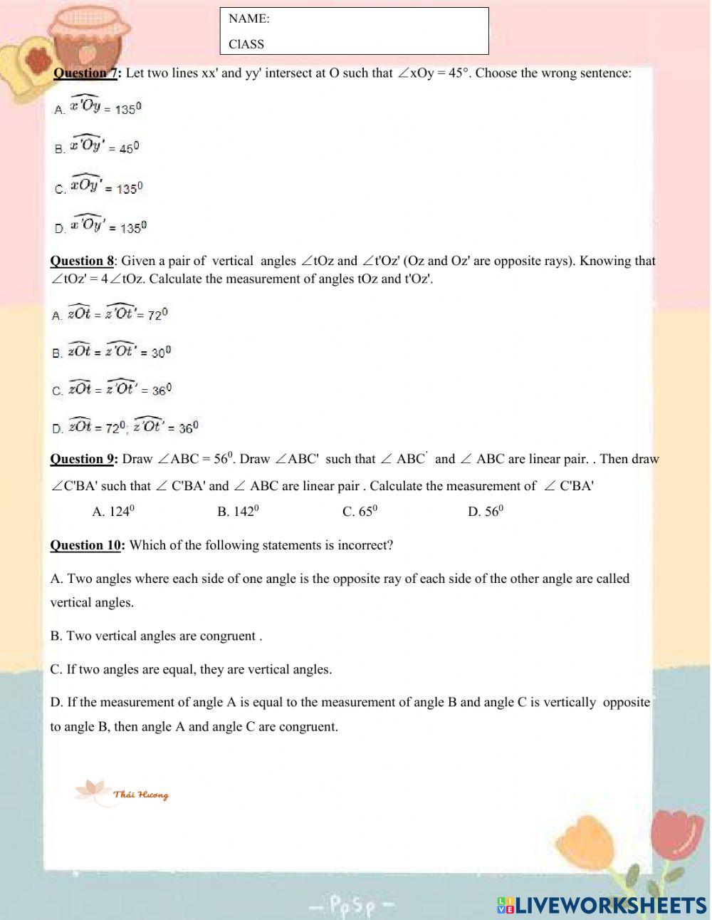 Btvn 7b2- hai góc đối đỉnh