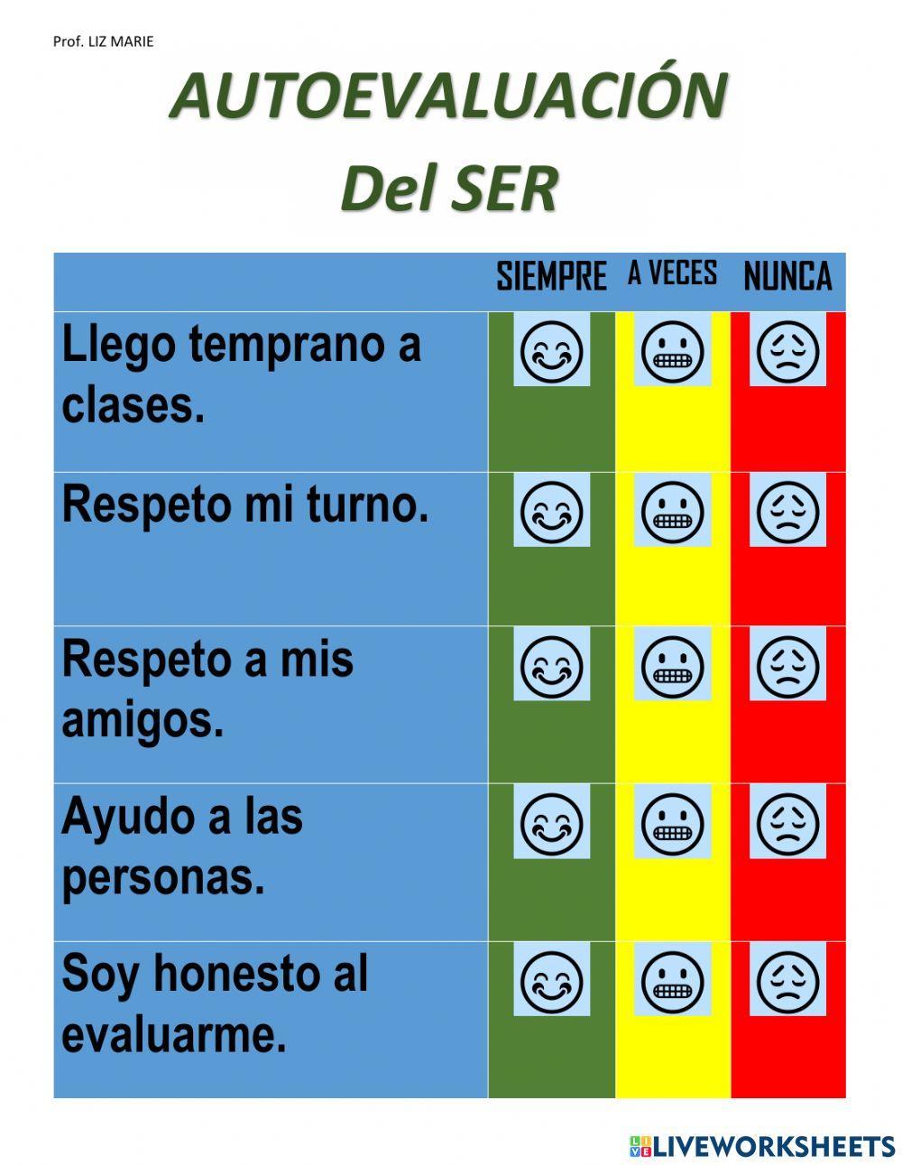 Autoevaluación ser y decidir