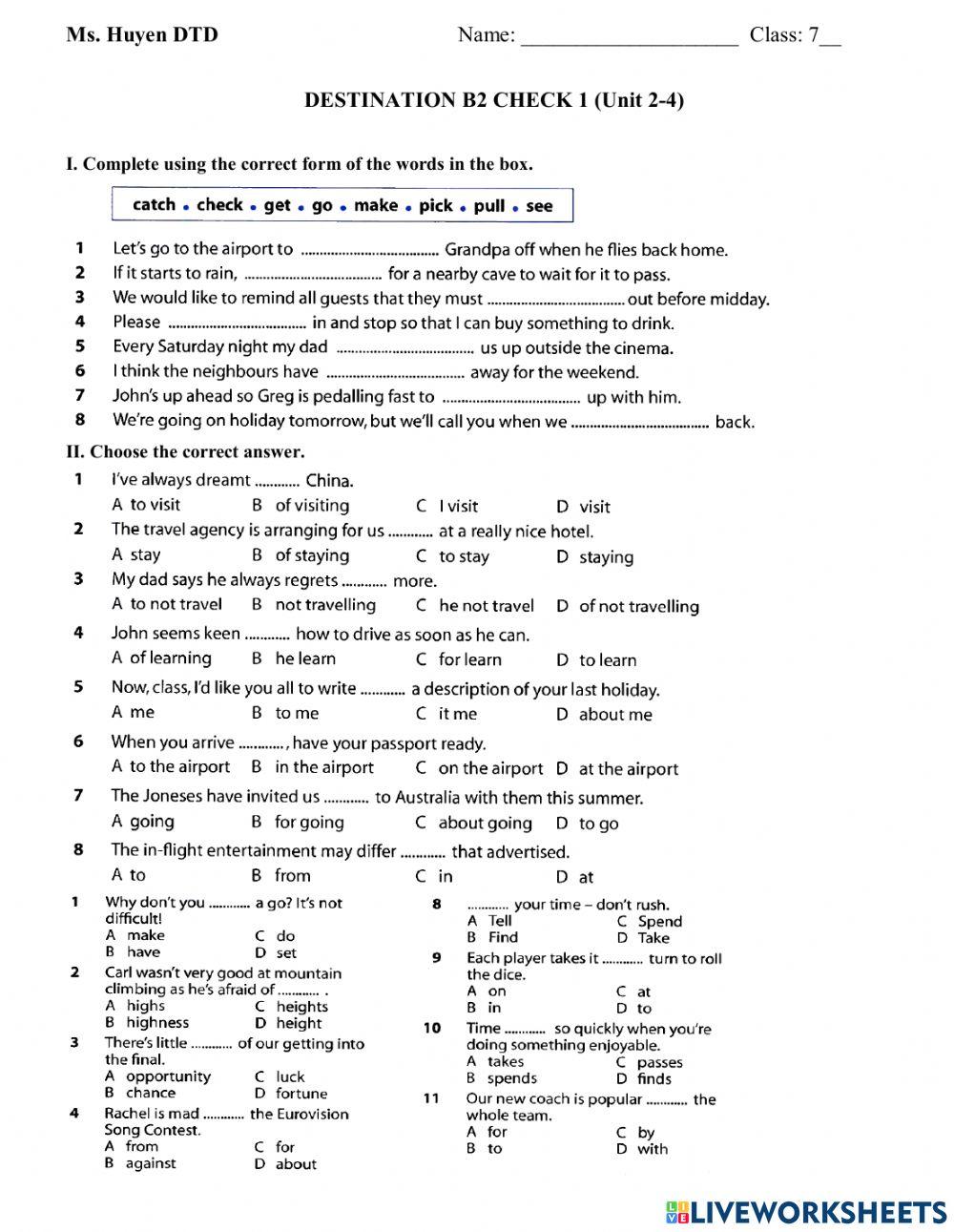 Destination B2 check 2 (U2,4)