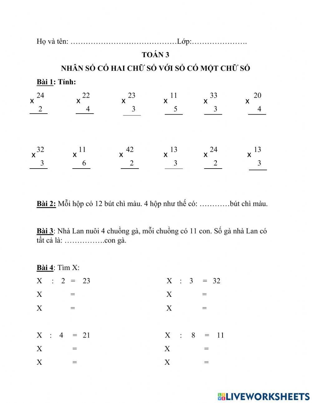 Nhân với số có 2 chữ số