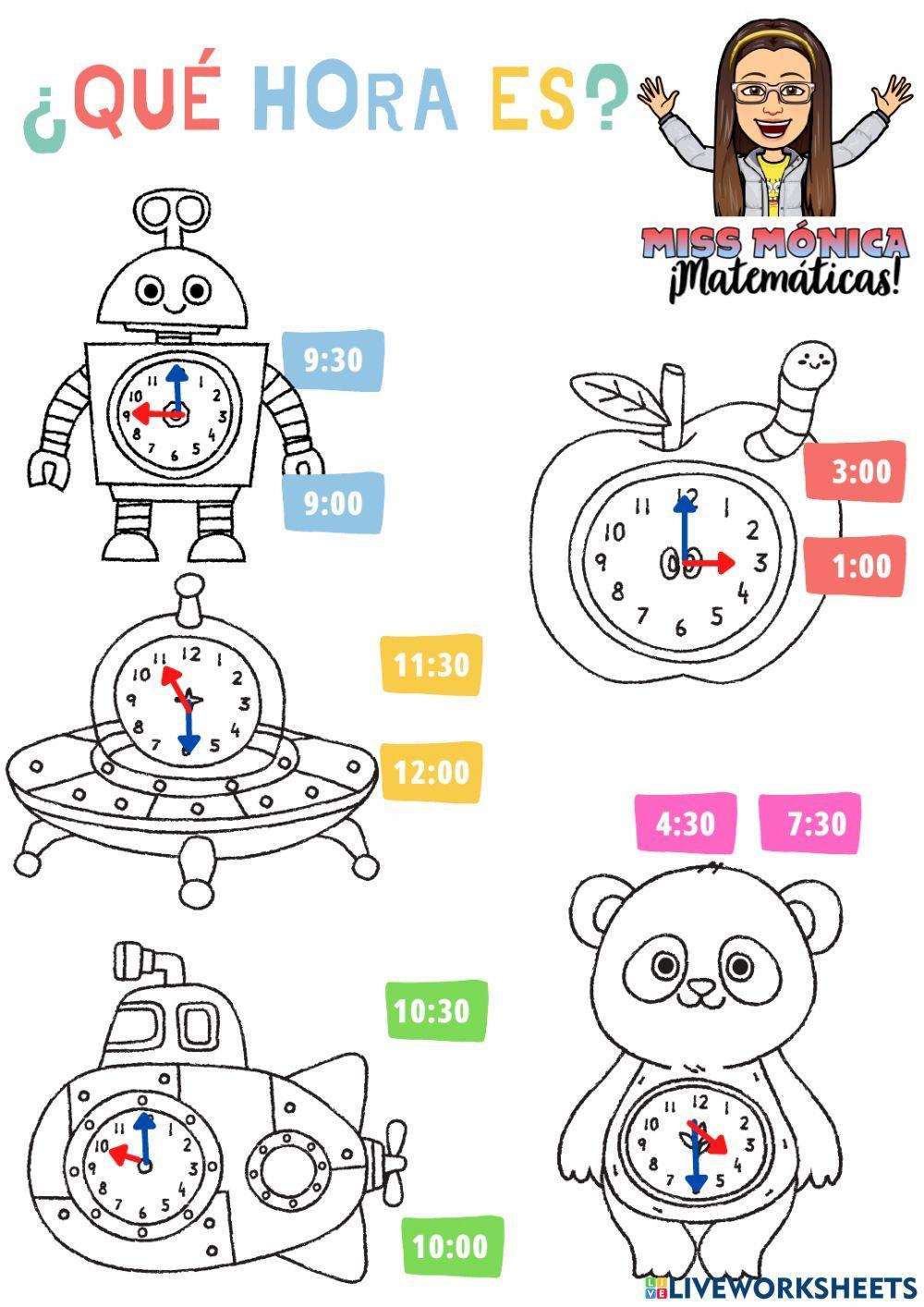 El reloj: hora en punto y media hora