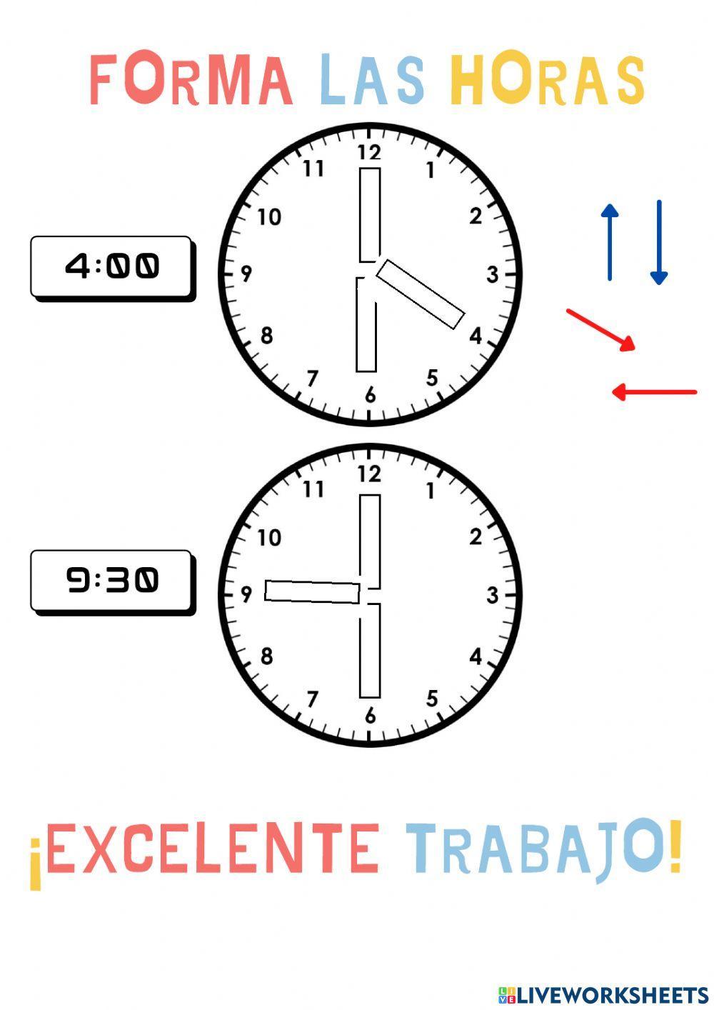 El reloj: hora en punto y media hora