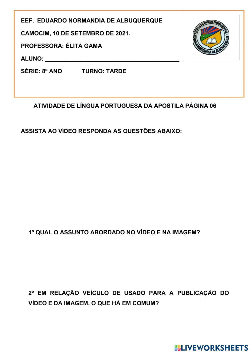 Atividade de Português