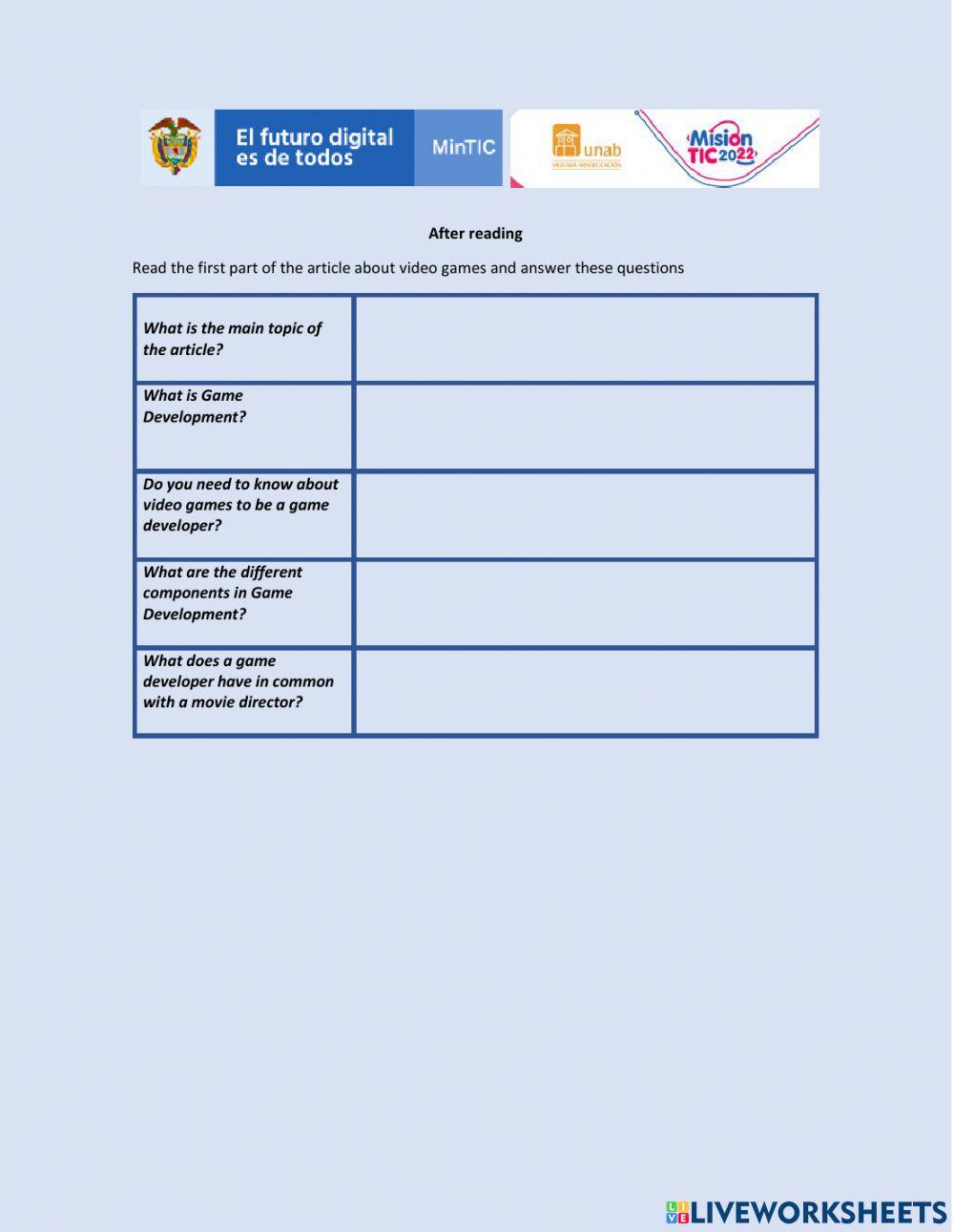 Reading comprehension