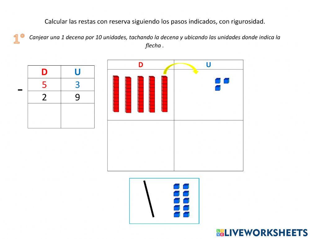 Pasos para resta con reserva