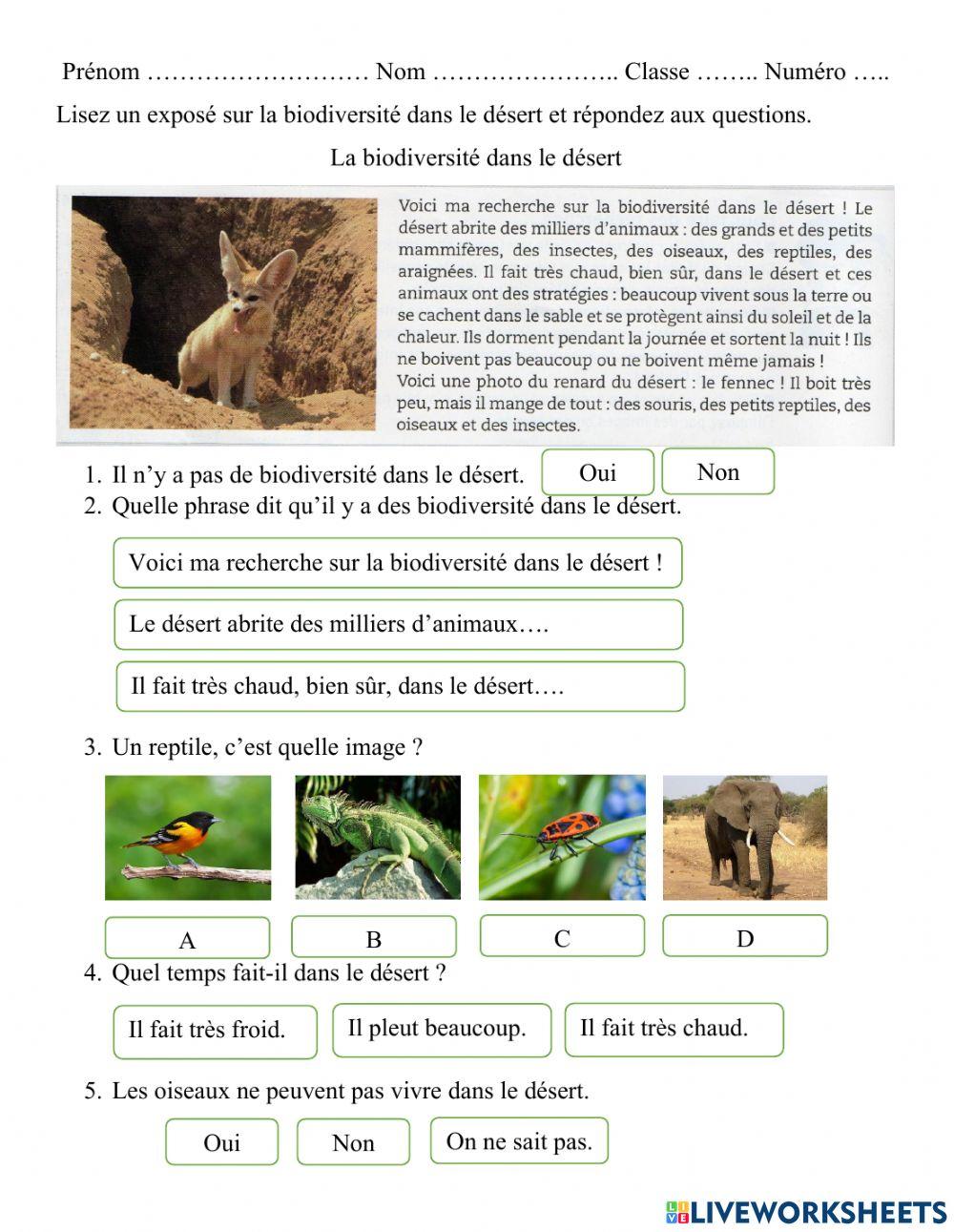 La biodiversité dans le désert