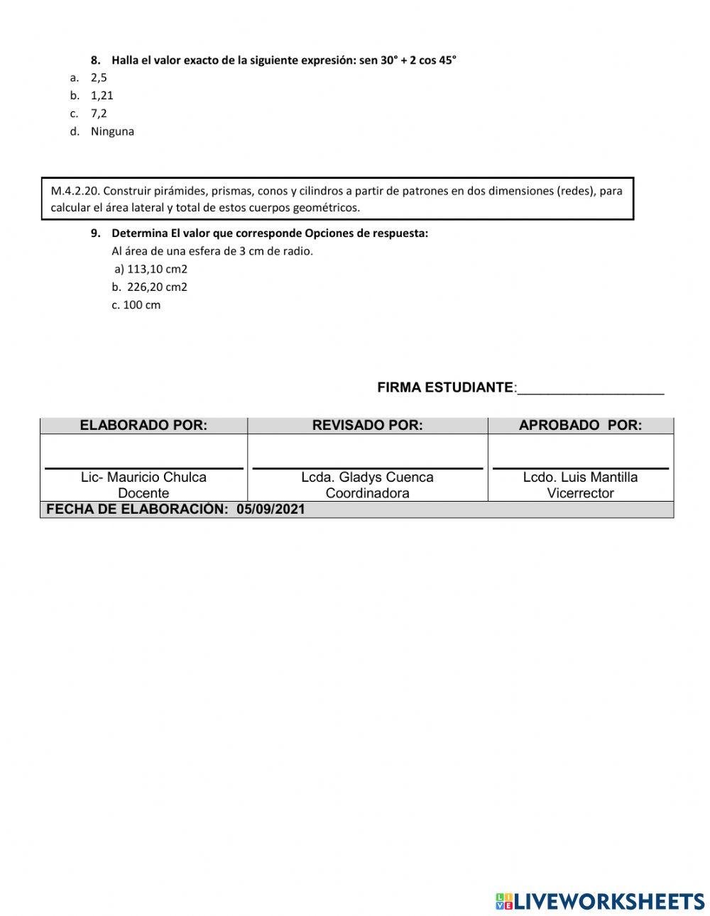 Diagnostico matematica primero