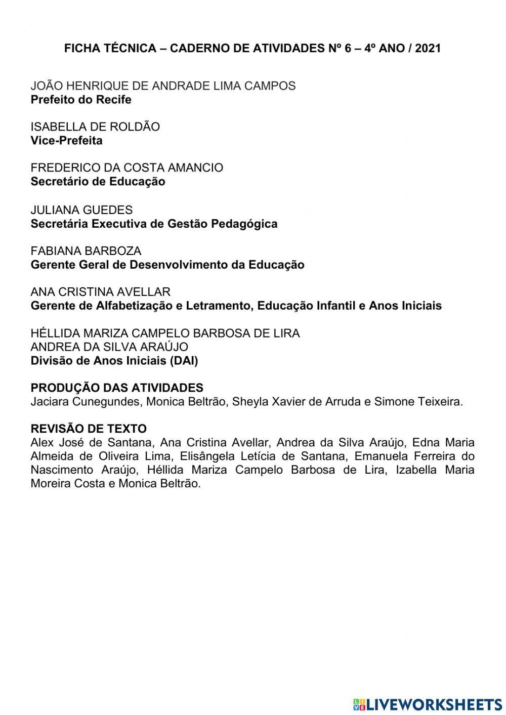 Exercício interdisciplinar