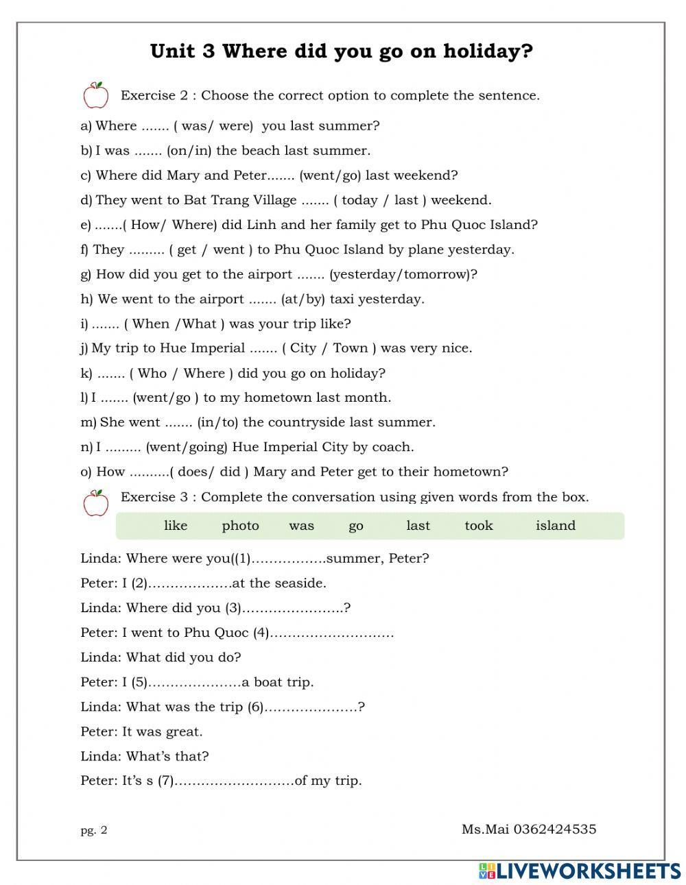 Unit 3 where did you go last summer