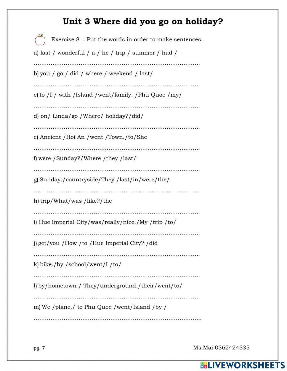 Unit 3 where did you go last summer