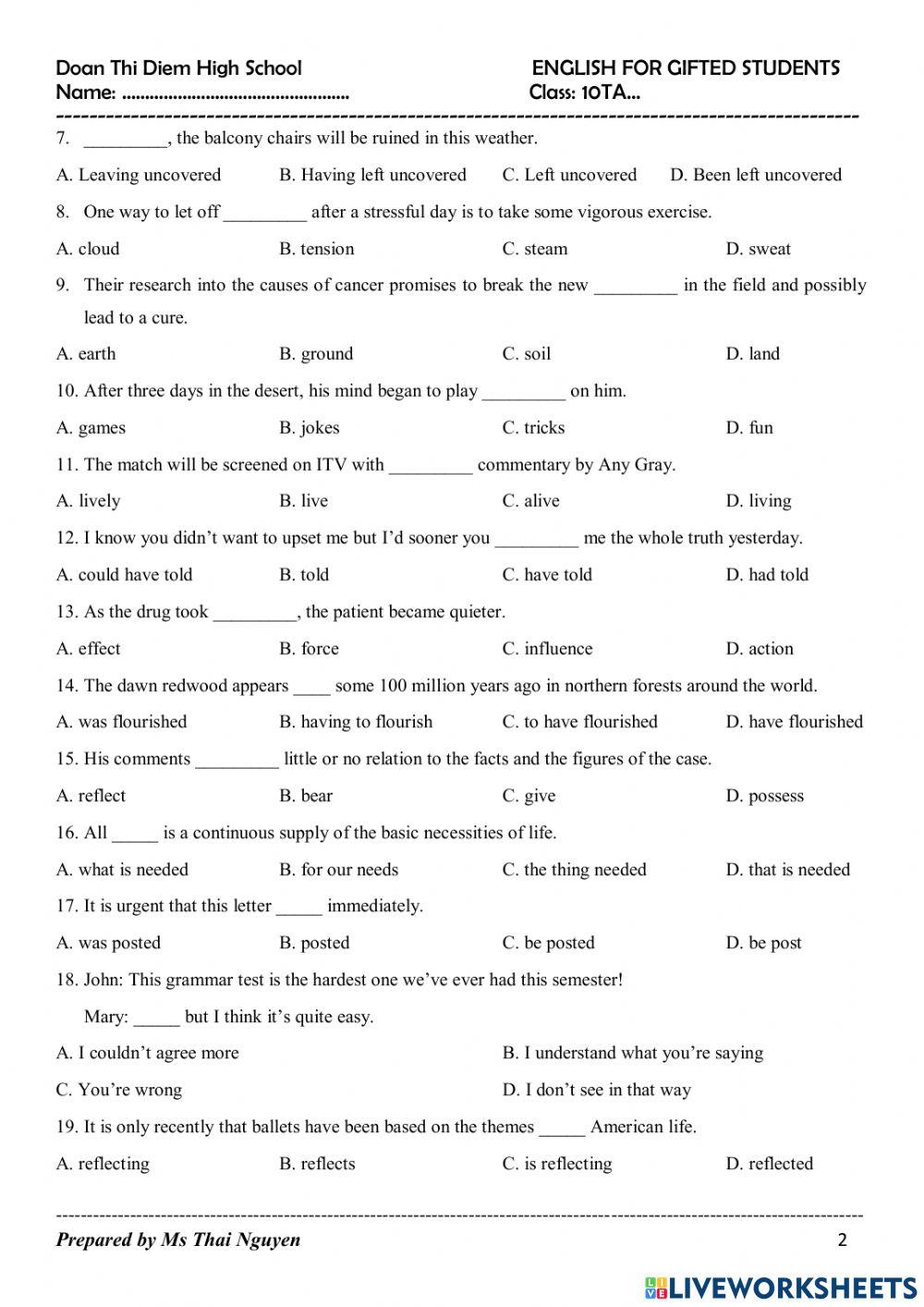 Home practice test 01 Home practice test 01