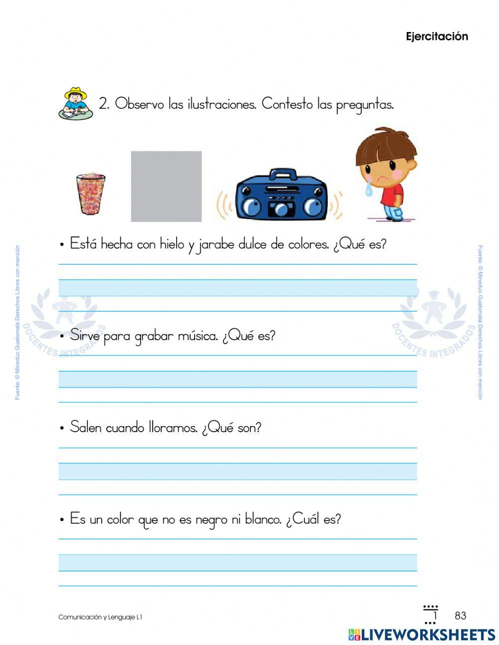 Comunicación y Lenguaje 1  L1- p. 183 - Observo las ilustraciones. Contesto las preguntas.