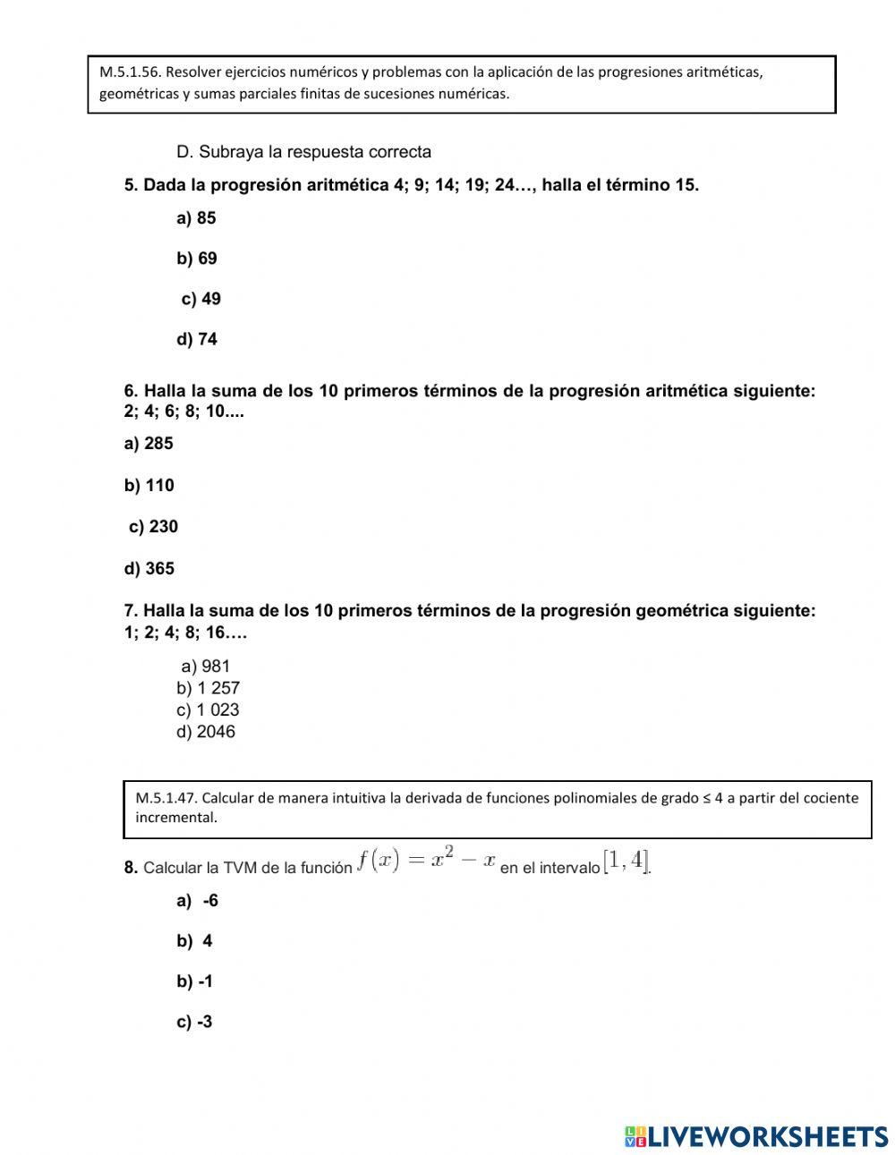 Diagnostico matematica tervero