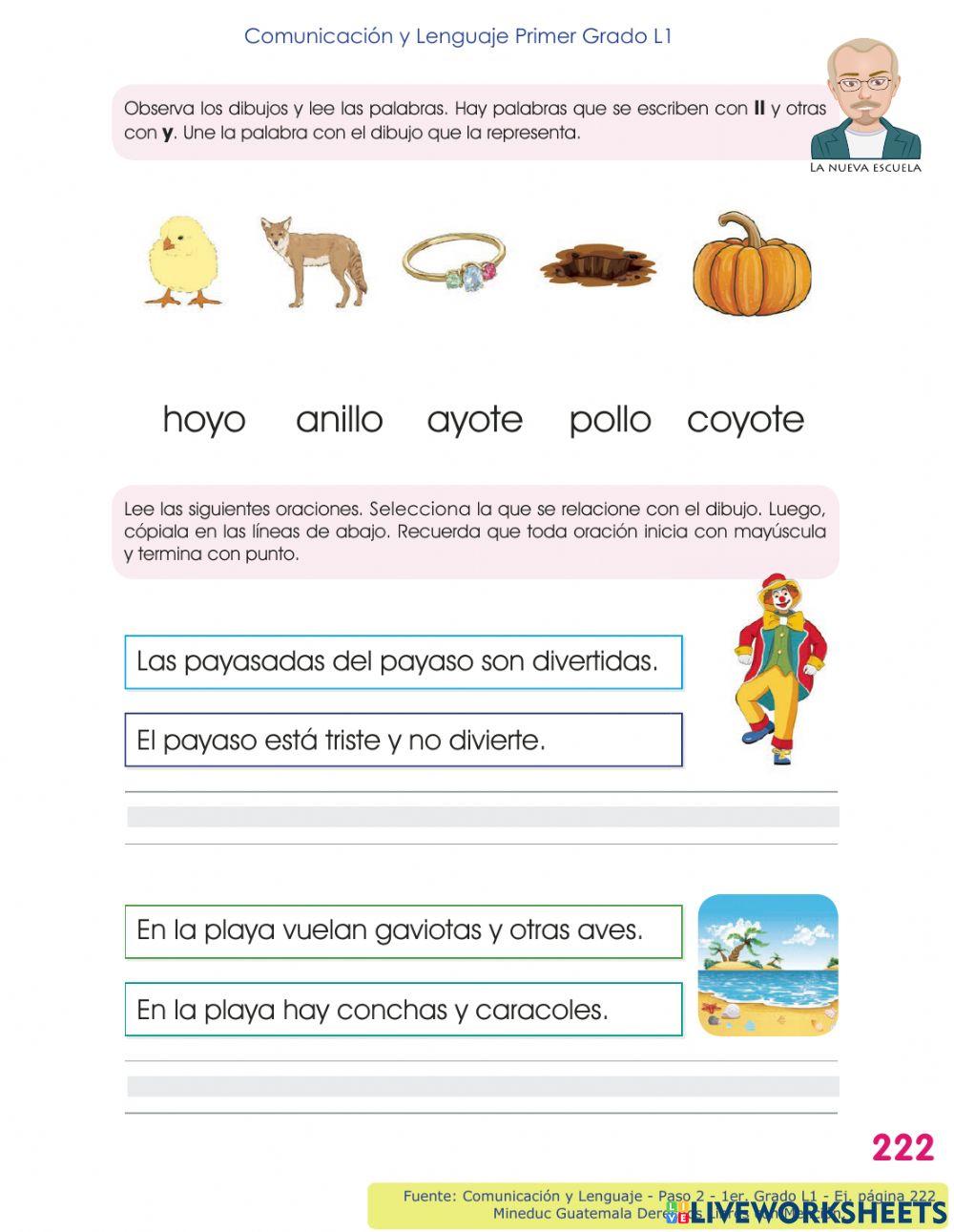 Comunicación y Lenguaje 1 L1 - Paso 2, p 221 - Aprendamos letra Yy