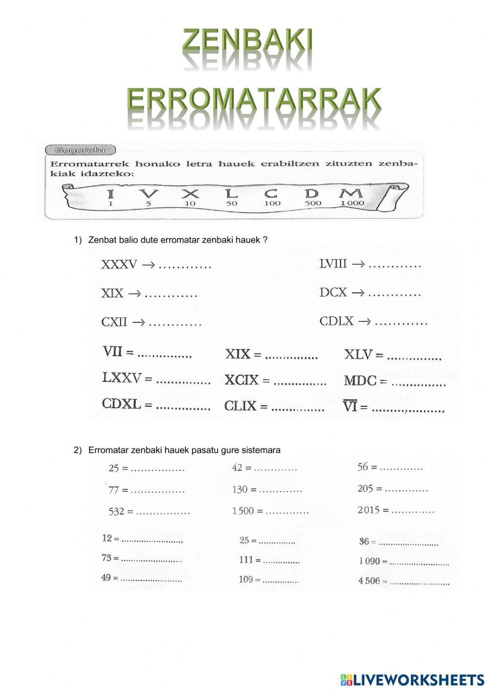 Zenbaki erromatarrak