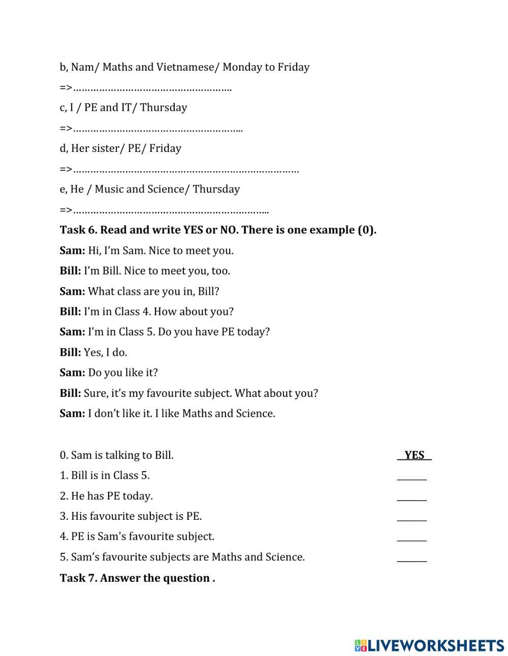 What subjects do you have today?