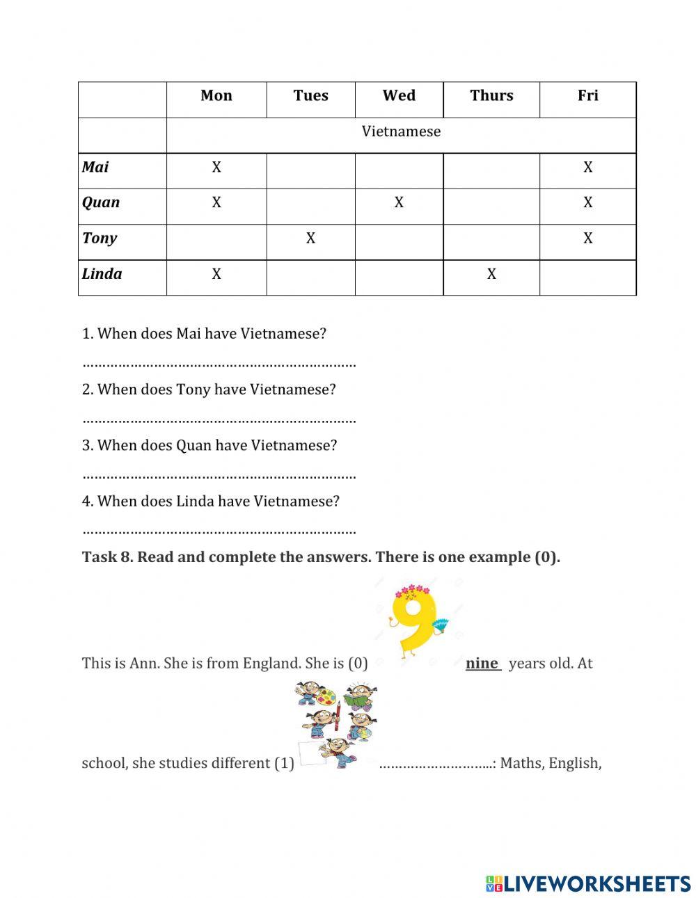 What subjects do you have today?