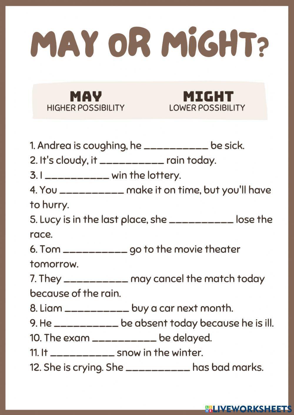 May Or Might 1379788 Estherine Live Worksheets may-or-might-1379788-estherine-live-worksheets